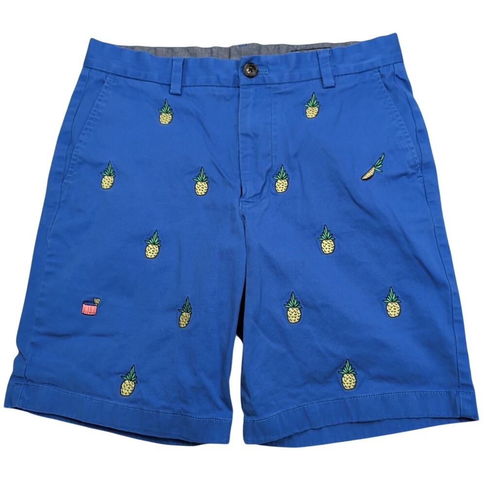 Vineyard Vines Blue Shep & Ian Pineapple Embroidered Shorts Size 30 Inseam 9"